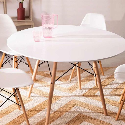 Bundle - Conjunto Mesa de Comedor Redonda Scand de Haya (Ø120 CM) + Sillas